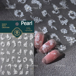 Chic Butterfly Flower Lily Lilium Narcissus Line Beautiful Blue Pearl Self Adhesive Nail Art Stickers Decorations Manicure Decal (Online Order Only)