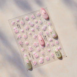 Pink Chrysanthemum Flower Gradient Halo Dyeing Ancient 5D Soft Embossed Relief Adhesive Nail Art Sticker 3D Charm Manicure Decal (Online Order Only)