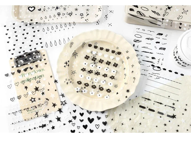 20Pages/piece Korean Ins Starlight Dot Series Decorative Stickers Phone Case Laptop DIY Idol Photocard Kawaii Journal Sticker (Online Order Only)