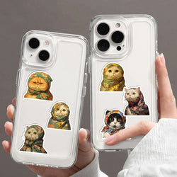 50pcs Kawaii Animals Cat Meme Sticker Sticky Aesthetic Decorative Scrapbook Cute Sticker DIY Phone Stationery School Supplies (Online Order Only)