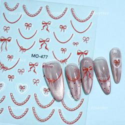 Gold Silver White Black Pink Blue Bowknot Ribbon Flat 3D Line Gird Strap Tie Elegant Charming Nail Art Stickers Manicure Decals (ONLINE ORDER ONLY)