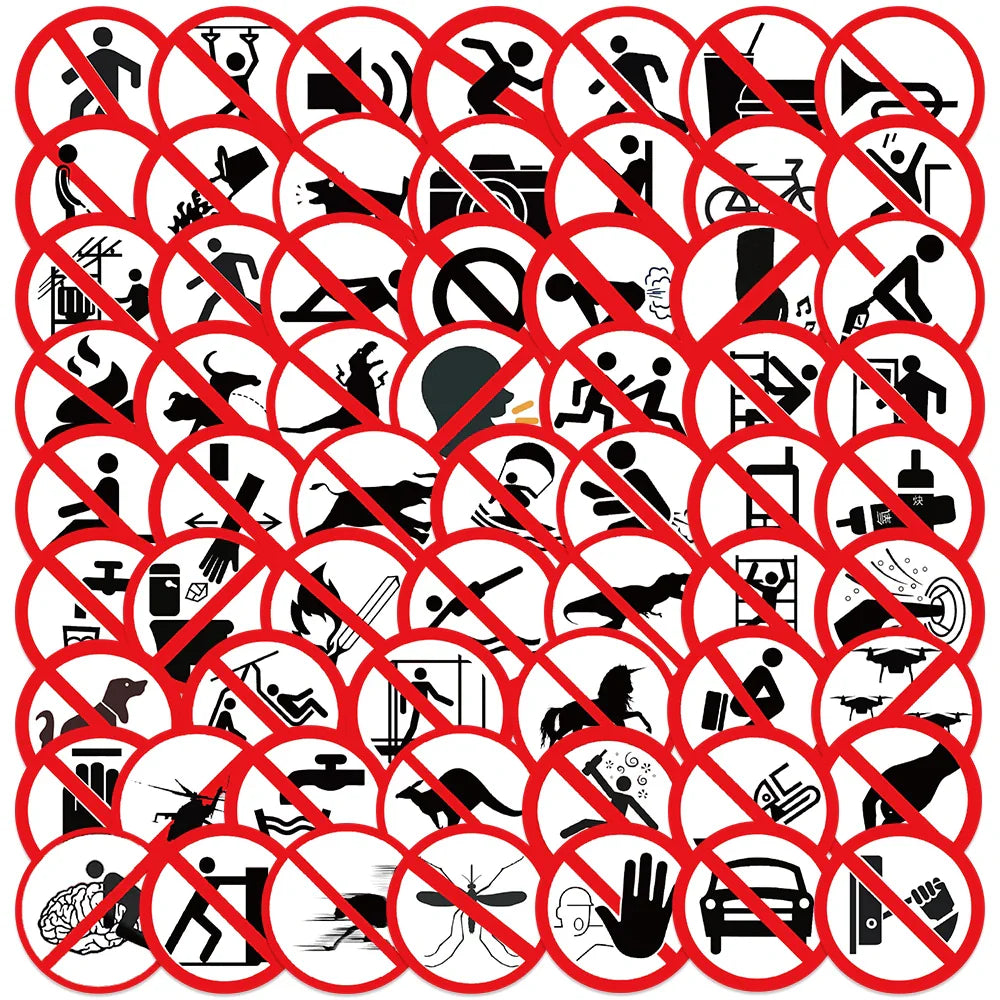 62pcs Funny Warning Stickers Decal Set for Car, Scooter, Motorcycle, Suitcase (Online Order Only)
