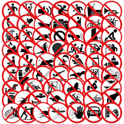 62pcs Funny Warning Stickers Decal Set for Car, Scooter, Motorcycle, Suitcase (Online Order Only)