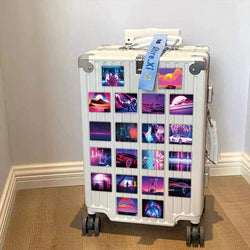 10/30/52pcs Psychedelic Laser Steam Wave Stickers INS Style Cartoon Graffiti Decals Phone Diary Car Aesthetic Sticker Decoration (ONLINE ORDER ONLY)