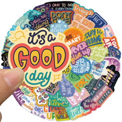 50Pcs Inspirational English Phrases Sticker Motivational For Suitcase Skateboard Laptop Luggage Phone Styling DIY Decal Pegatina (Online Order Only)