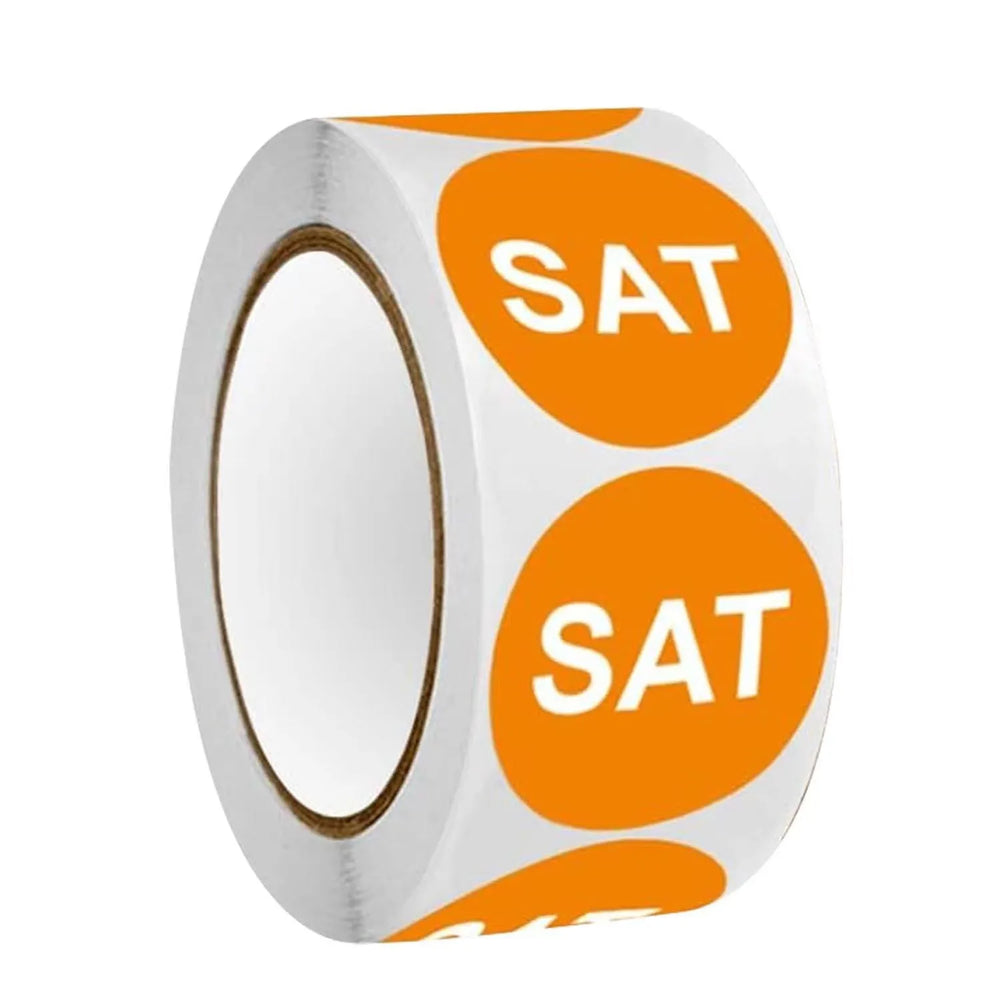 500Pcs/1 Rolls 2.5cm Packaging Weekly Stickers English Color Date From Monday to Sunday Stationery Sticker (ONLINE ORDER ONLY)
