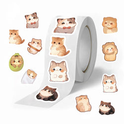 500PCS Cute Fat Cat Sticky Paper Labels Thank You Sticker Sealing Decoration Scrapbooking Stationery Hand Accounting Supplies (ONLINE ORDER ONLY)