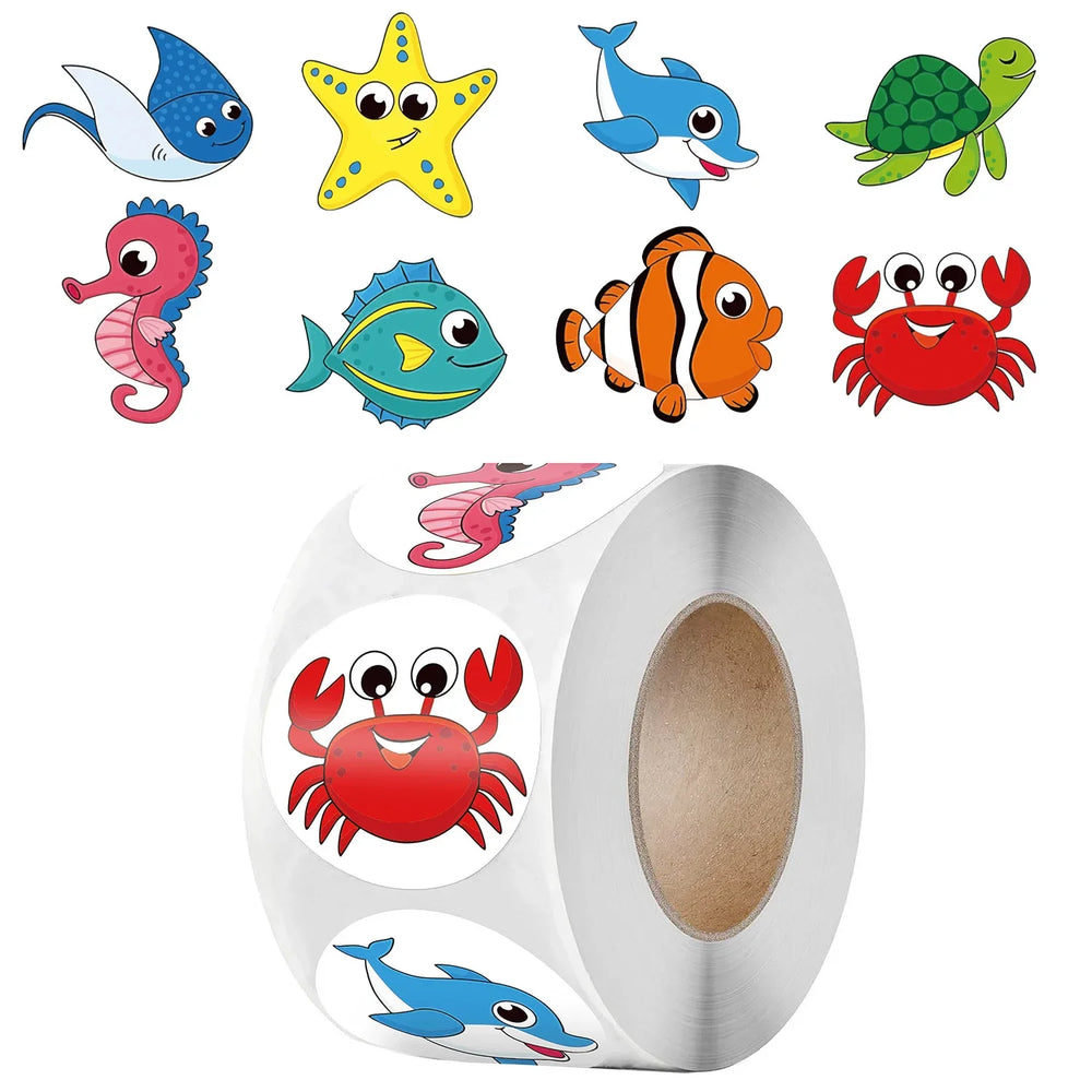 100-500PCS New Kids Stickers Korean Stationery Rolling Cartoon Animal Stickers Roll Small Packaging Stickers Photocard Decor (ONLINE ORDER ONLY)