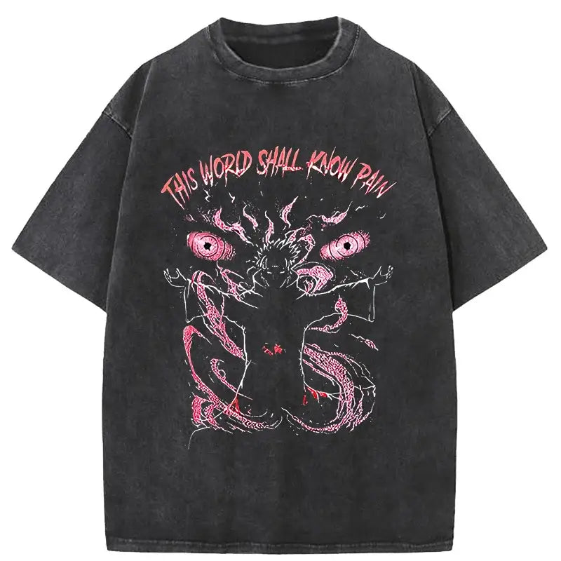 Pain Printed T Shirt Anime Retro Washed Cotton Tee (ONLINE ORDER ONLY)