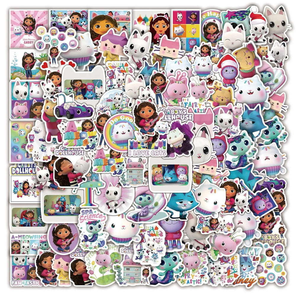 Gabby's Dollhouse Stickers 100Pcs for Laptop, Suitcase, Skateboard, Luggage, Fridge, Phone, Car (Online Order Only)