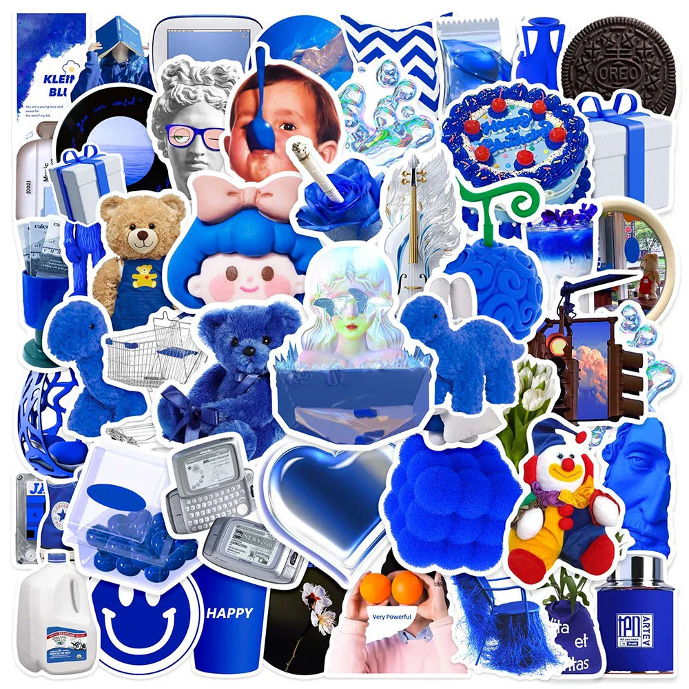 Cartoon Blue Stickers 10/30/50pcs Waterproof Graffiti Decals for Skateboard, Phone, Laptop, Car (Online Order Only)