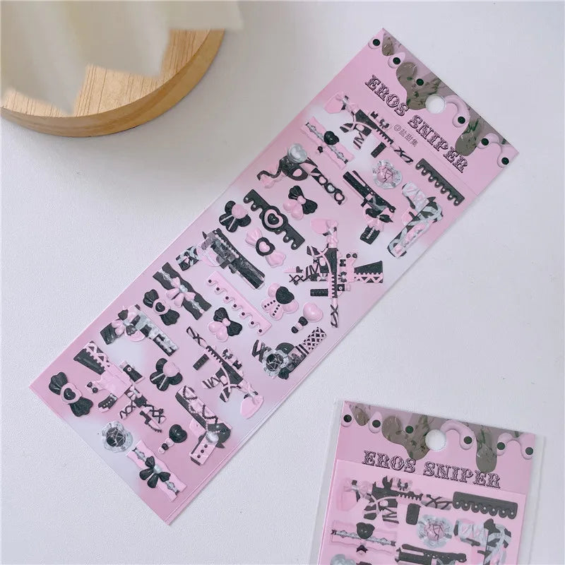 Cute Sweet Cool Gun Decorative Stickers Korean ins Hand Account Idol Card DIY Material Sticker Personalized Kawaii Stationery (ONLINE ORDER ONLY)