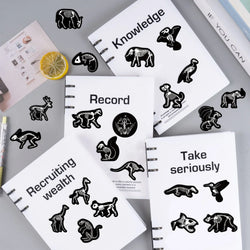 56pcs Animal Skeleton Cool Stickers for Laptop Scrapbook Waterproof Cartoon Graffiti Decals Dark Sticker Toys Decor (Online Order Only)