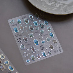 Retro Rose Gold Silver Totem Picture Photo Frame Flower 5D Self Adhesive Nail Art Stickers 5D Shiny Rhinestone Manicure Decals (ONLINE ORDER ONLY)