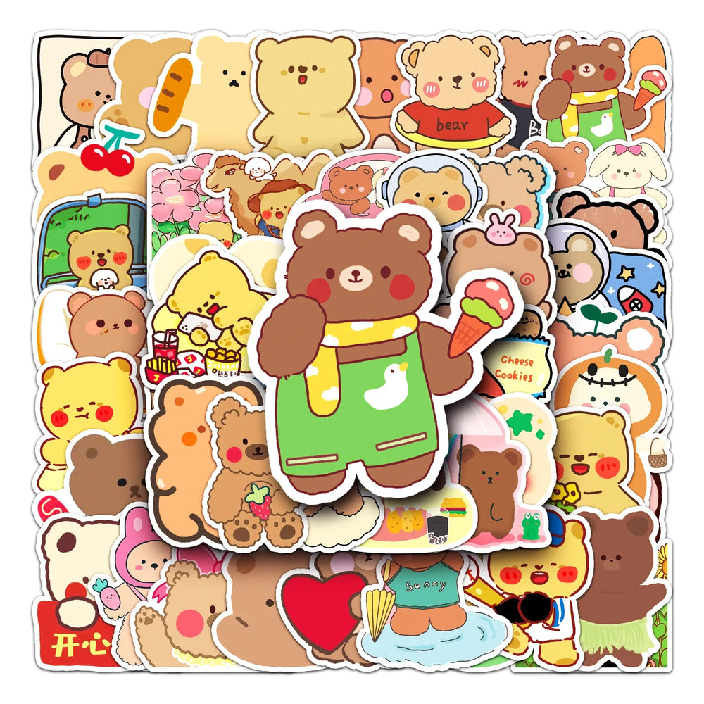 50Pcs Cute Teddy Bear Cartoon Waterproof Vinyl Stickers (ONLINE ORDER ONLY)