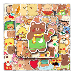 50Pcs Cute Teddy Bear Cartoon Waterproof Vinyl Stickers (ONLINE ORDER ONLY)