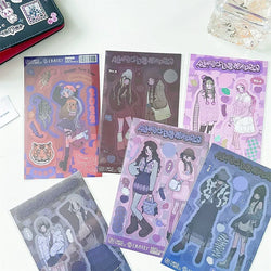 Korean ins Sweet Cool Girl Sticker Diary Scrapbooking DIY Album Decoration Sticker Aesthetic Stationery Art Supplies Personalizd (ONLINE ORDER ONLY)
