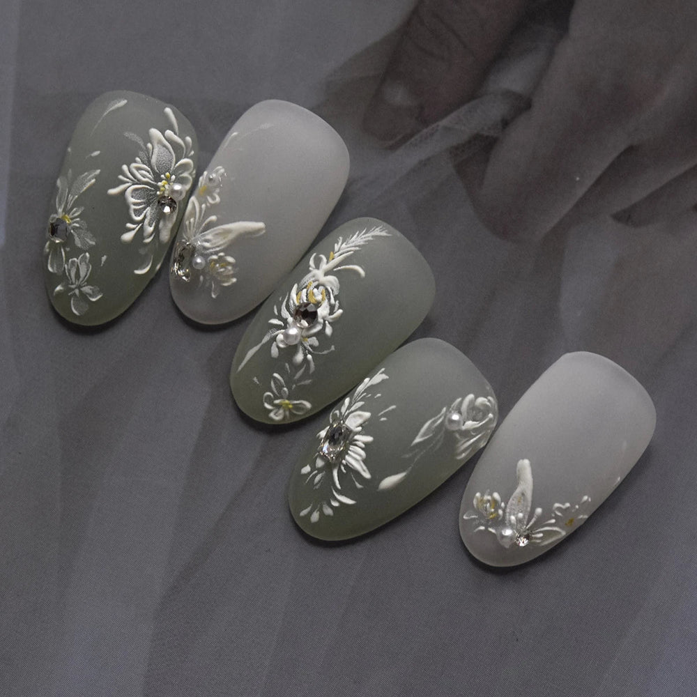 Petal Numerous Flowers Luxuriant Plant Garden Yellow Stamen Charming 5D Soft Relief Adhesive Nail Art Sticker 3D Manicure Decals (ONLINE ORDER ONLY)