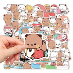 50sheets/set Bear Cute Bear and Panda Stickers PVC Waterproof Cartoon Bear and Panda Stickers Cartoon Panda Bubu Dudu Stickers (ONLINE ORDER ONLY)