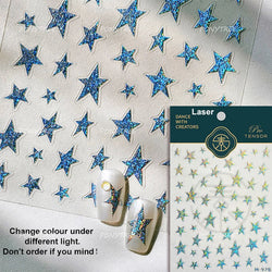 Hollow Out Black Gold Star Starburst Round Dot Night-time Tiny Spot Self Adhesive Nail Art Stickers Manicure Decals Wholesale (ONLINE ORDER ONLY)