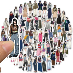 65pcs Fashion Mocha Girl Album Sticker Diy Computer Phone Scrapbooking Stickers Student Stationery Arts Crafts (ONLINE ORDER ONLY)