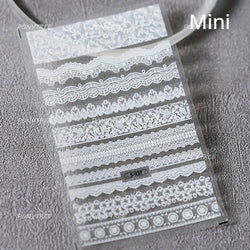 Retro Lace Gird Bowknot Love Heart Flower Leaves Fabric Art Photo Frame Embossed Self Adhesive Nail Art Stickers Manicure Decals (ONLINE ORDER ONLY)