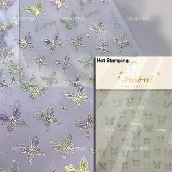 Charming Delicate Sapphire Color Blue Black Stroke Butterfly Jelly Relief Rhinestone Adhesive Nail Art Stickers Manicure Decals (Online Order Only)