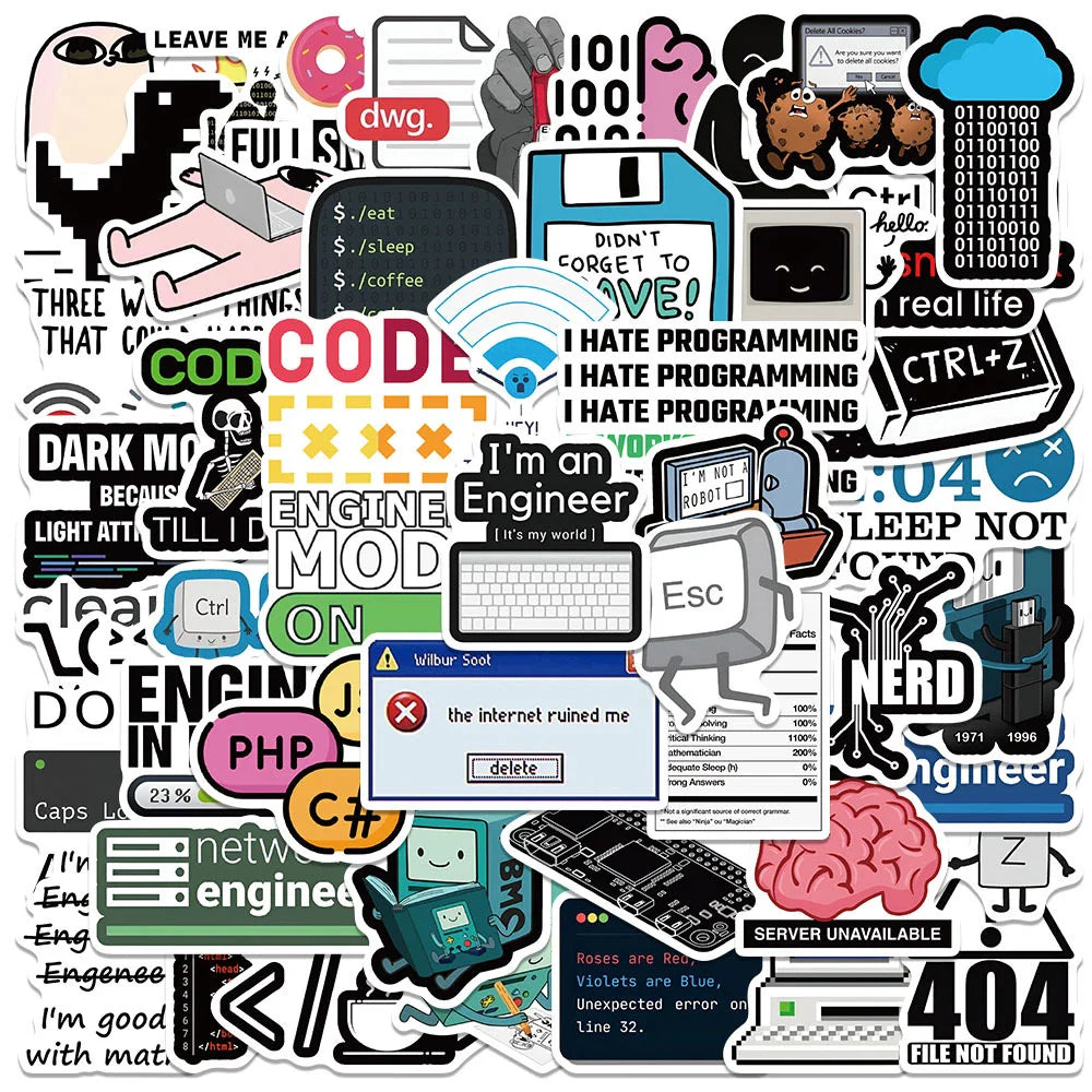 10/30/50pcs Cartoon Funny Program Ape MEME Stickers Funny Programmer Decals Skateboard Fridge Guitar Car Cool Waterproof Sticker (ONLINE ORDER ONLY)