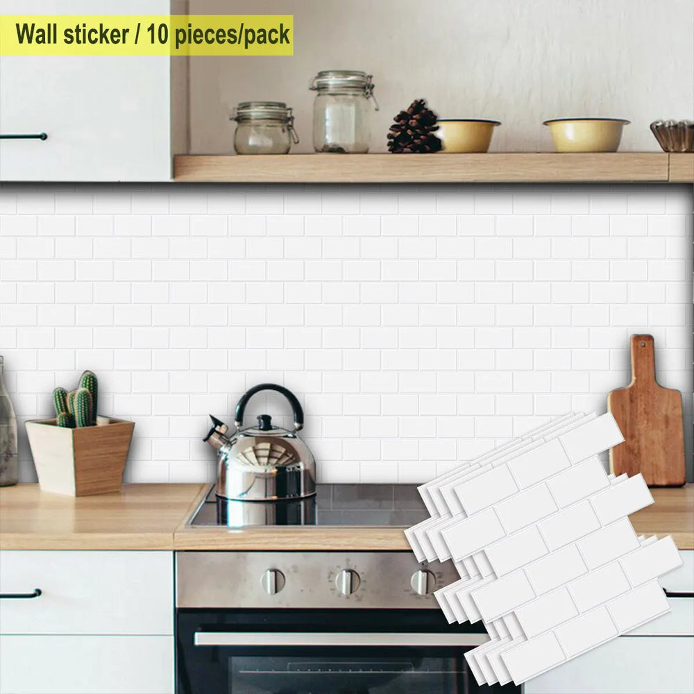 Big Size 12x12 Inch 3D Subway Wall Tile Stickers Peel and Stick Waterproof Vinyl Wallpaper 10 Sheets (Online Order Only)