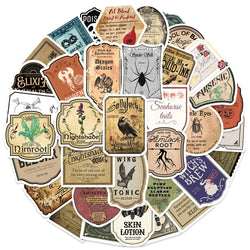 Cartoon Potion Label Stickers for Suitcase, Skateboard, Laptop, Luggage, Phone - 10/30/50Pcs DIY Decals (ONLINE ORDER ONLY)