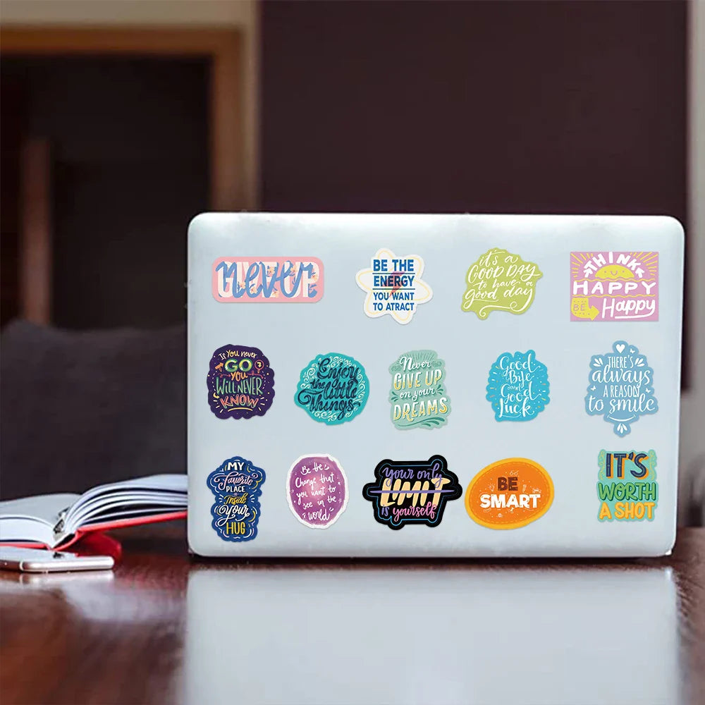 50PCS Inspirational Quotes Scrapbook Stickers DIY Diary Laptop Luggage Skateboard Graffiti Decal Fun Stylish Classic Toys (Online Order Only)