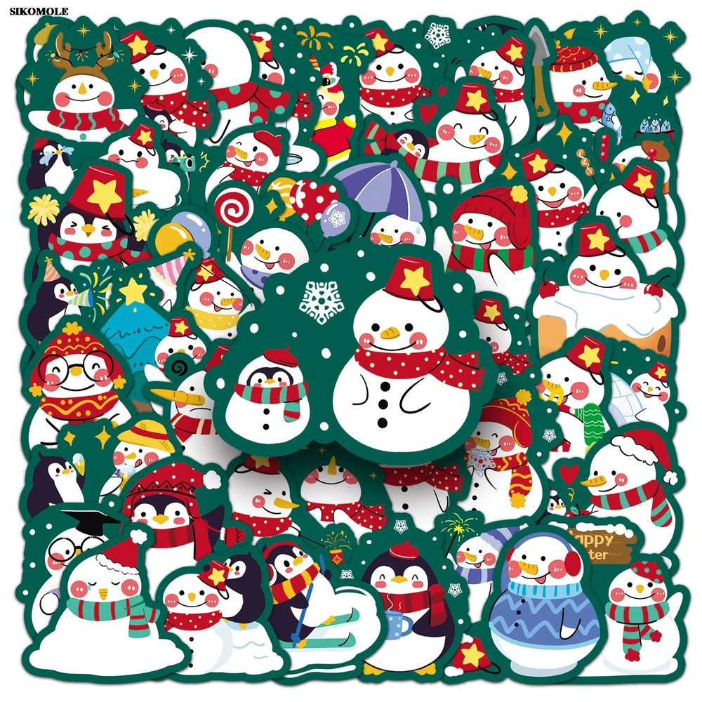 Cartoon Santa Snowman Christmas Stickers 10/50/100PCS Laptop Luggage Decals Kids Gift (Online Order Only)