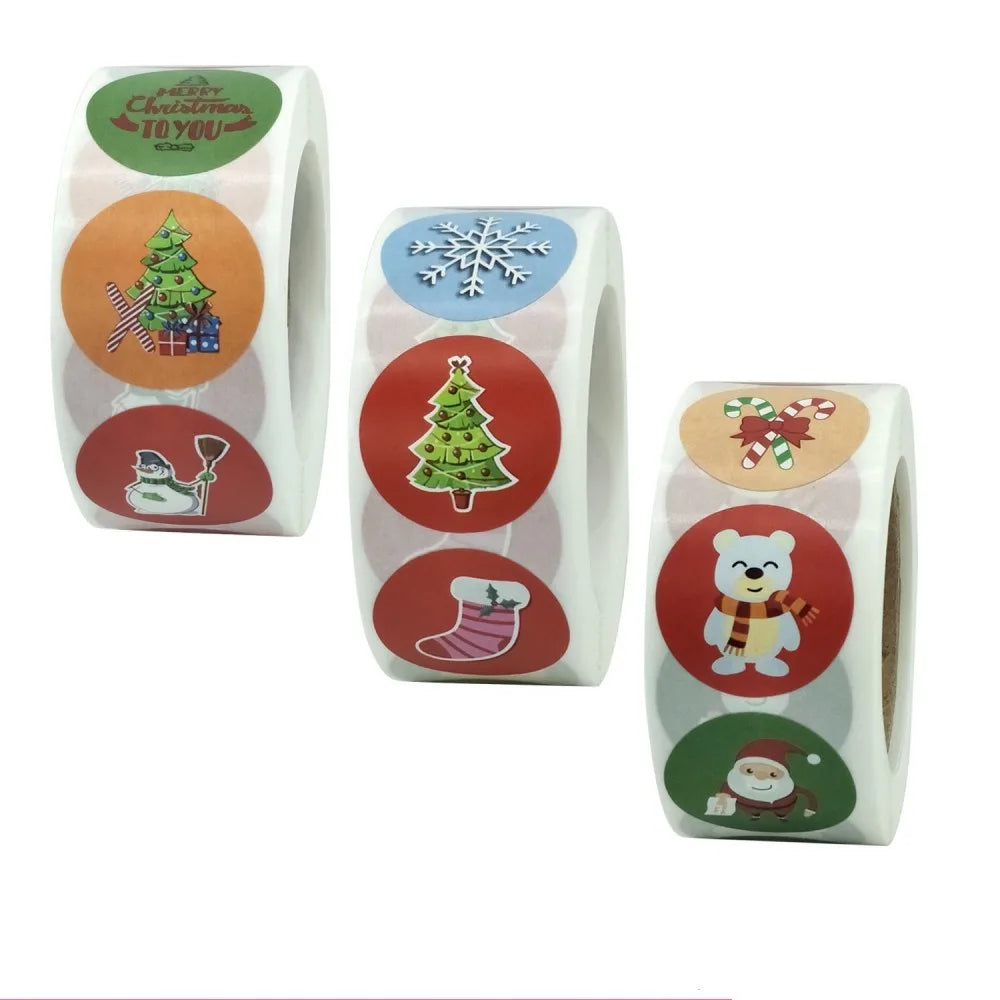 50-500Pcs Cartoon Merry Christmas Tree Label kids Stickers for Gift Package Wrapping Festival Party Baking Paper Seal Stickers (ONLINE ORDER ONLY)