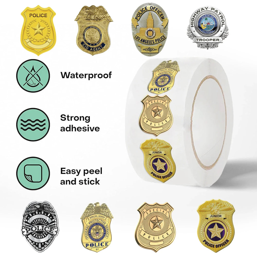 500pcs Police Badge Stickers for Children Kids Rolling Reward Roll Stickers Small Packaging Pack Stickers Photocard Decor Lables (ONLINE ORDER ONLY)