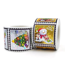 50-300pcs Holographic Stickers Merry Christmas Stickers Seal Labels For DIY Gift Baking Package Envelope Stationery Decor (ONLINE ORDER ONLY)