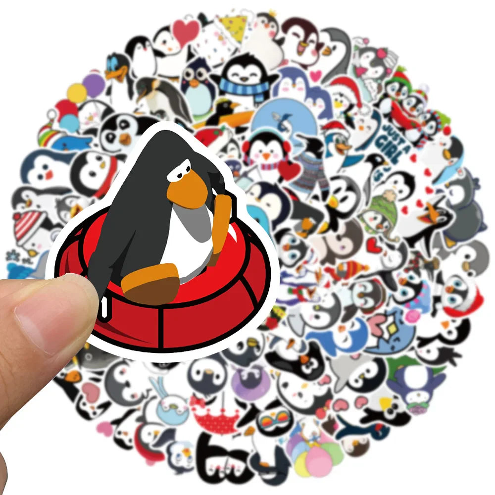 50/100pcs Cute Cartoon Animals Penguin Stickers Kids Toy Waterproof Graffiti For Laptop Water Bottle Phone Bicycle Car Decals (ONLINE ORDER ONLY)