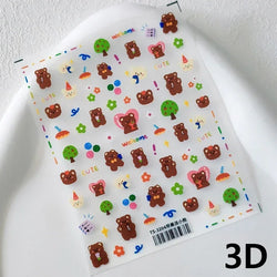 Charming Cherry's Cake Cute Bowknot Pink Blue Bear Flower Bouquet Strawberry Adhesive Nail Art Sticker Rhinestone Manicure Decal (Online Order Only)