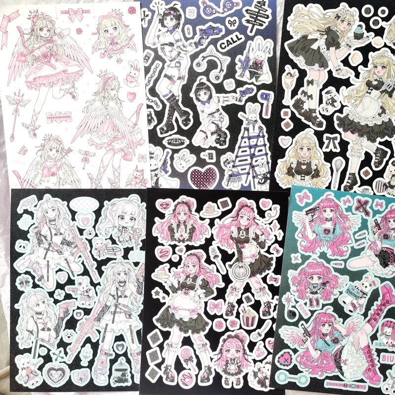 New Cute Cool Sweet Maid Girl Stickers Diary Scrapbooking DIY Album Decoration Sticker Aesthetic Personalized Kawaii Stationery (ONLINE ORDER ONLY)