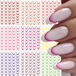 9/18pcs Gradient Color Line Design Nail Art Stickers 3D Dopamine Y2K French Nail Decals Self-Adhesive Ombre Manicure Decor Foils (Online Order Only)