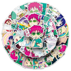 Saiki Kusuo Stickers Pack: Cartoon Anime Decals for Luggage, Laptop, Phone, Guitar, Skateboard (Online Order Only)