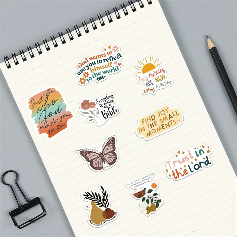 10/30/50PCS Kawaii Boho The Bible Decoration Scrapbooking Accessories PVC Sticker Aesthetic Stationery School Supplies for Kids (ONLINE ORDER ONLY)