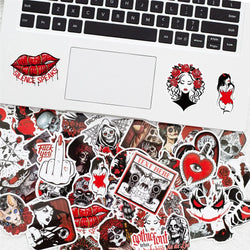 10/30/50PCS Red And Black Gothic Graffiti Waterproof Sticker Creative Trend Decoration Demon Terror Series Decal HelmetWholesale (ONLINE ORDER ONLY)