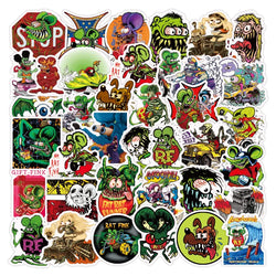50pcs Rat Fink Cartoon Stickers for Laptop, Phone, Scooter, Suitcase, Water Bottle, Stationery, Refrigerator (Online Order Only)