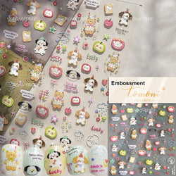 Cute Bear Star Dog Bowknot Love Heart Good Night Bone Bread Flower Self Adhesive Nail Art Decorations Stickers Manicure Decals (Online Order Only)