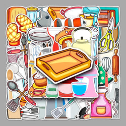 10/50PCS Kitchen Supplies Paper Sticker Decoration DIY Diary Notebook Scrapbook Label Sticker Cute Children Stationery Sticker (Online Order Only)