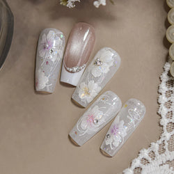 Charm Pink Yellow Flower Petal Stamen Stamen Peony Self Adhesive Nail Art Decorations Stickers Shiny Rhinestone Manicure Decals (ONLINE ORDER ONLY)