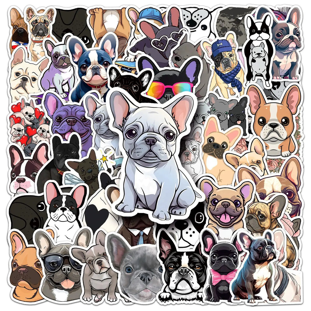 Cartoon French Bulldog Stickers for Phone Laptop Luggage Skateboard Decals Gift (ONLINE ORDER ONLY)