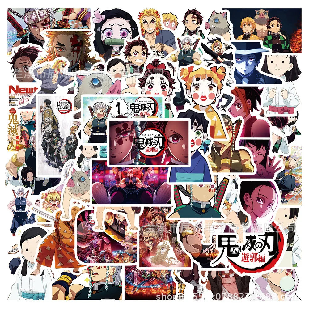 50pcs Kimetsu No Yaiba Yuukaku-hen Graffiti Stickers for Laptops, Helmets, DIY Decorations (Online Order Only)