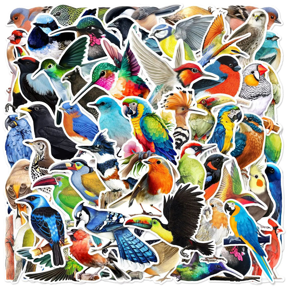 Mixed Colorful Birds Stickers 10/25/50pcs Waterproof for Suitcase Notebook Laptop Phone Water Bottle (Online Order Only)