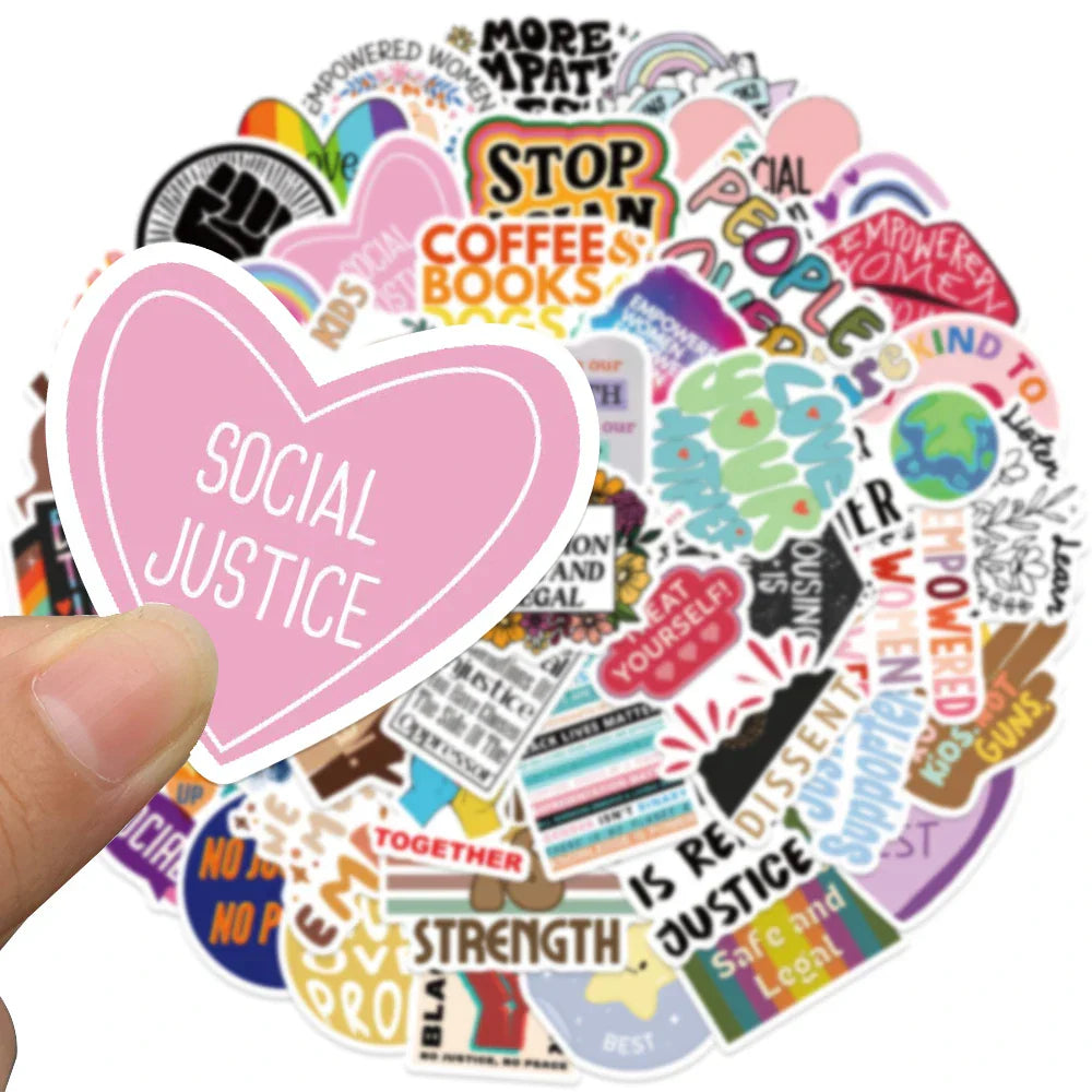 50pcs Social Justice Motivational Phrases Stickers Inspirational Quotes Encouragement Stickers Laptop Luggage Guitar Decals (ONLINE ORDER ONLY)